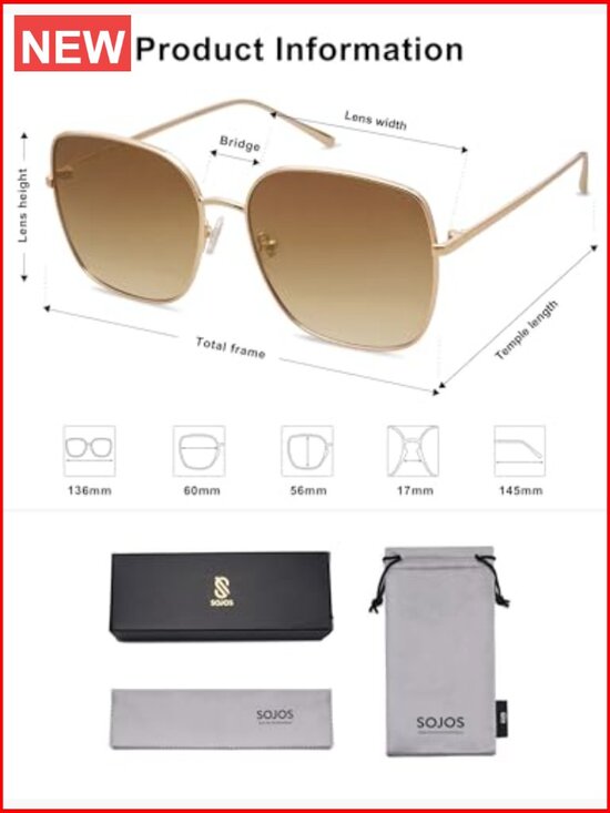 Oversized Square Metal Frame Sunglasses UV Protection Polycarbonate Lenses main image 7
